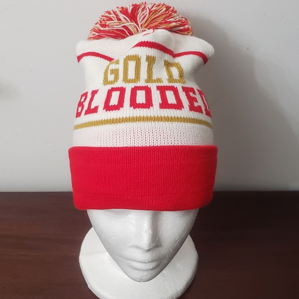 Adapt Clothing Brand Unisex "Gold Blooded" White Beanie NWOT